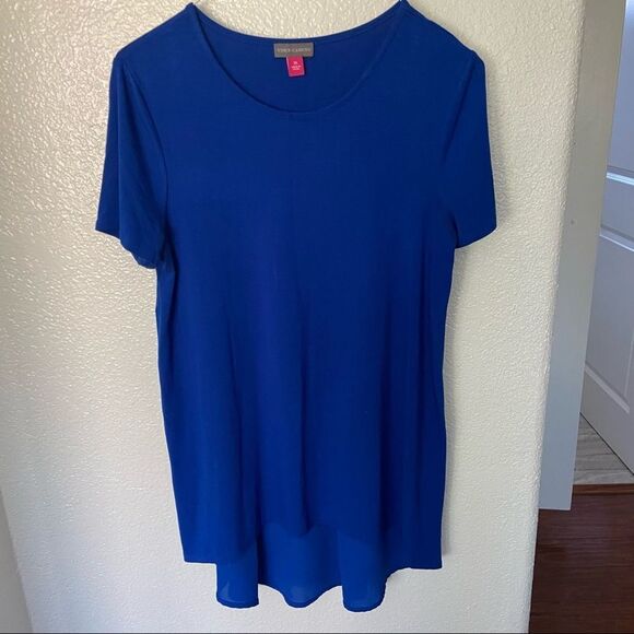 Vince Camuto Blue Short Sleeve Top Sheer XS - Picture 2 of 6